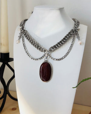 Stone & Pearl Necklace (Ready to Ship)